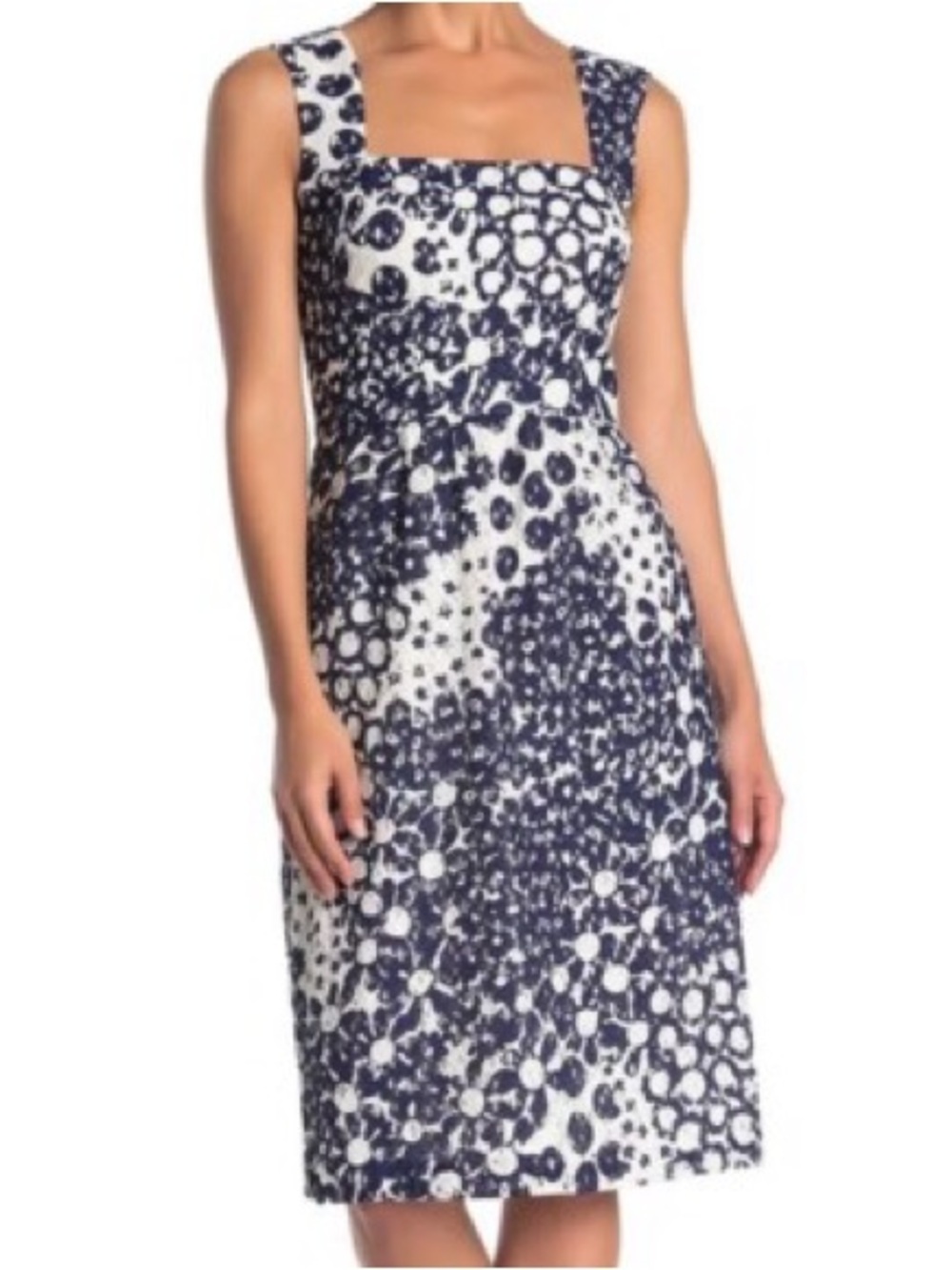 Trina Turk - Navy and White Square-Neck Dress NWT